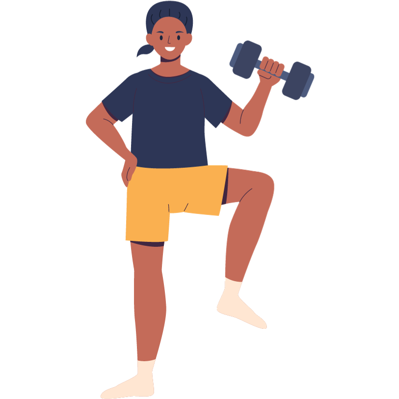 Signup image, group of fit people exercising surrounded by graphics representing analytics and data